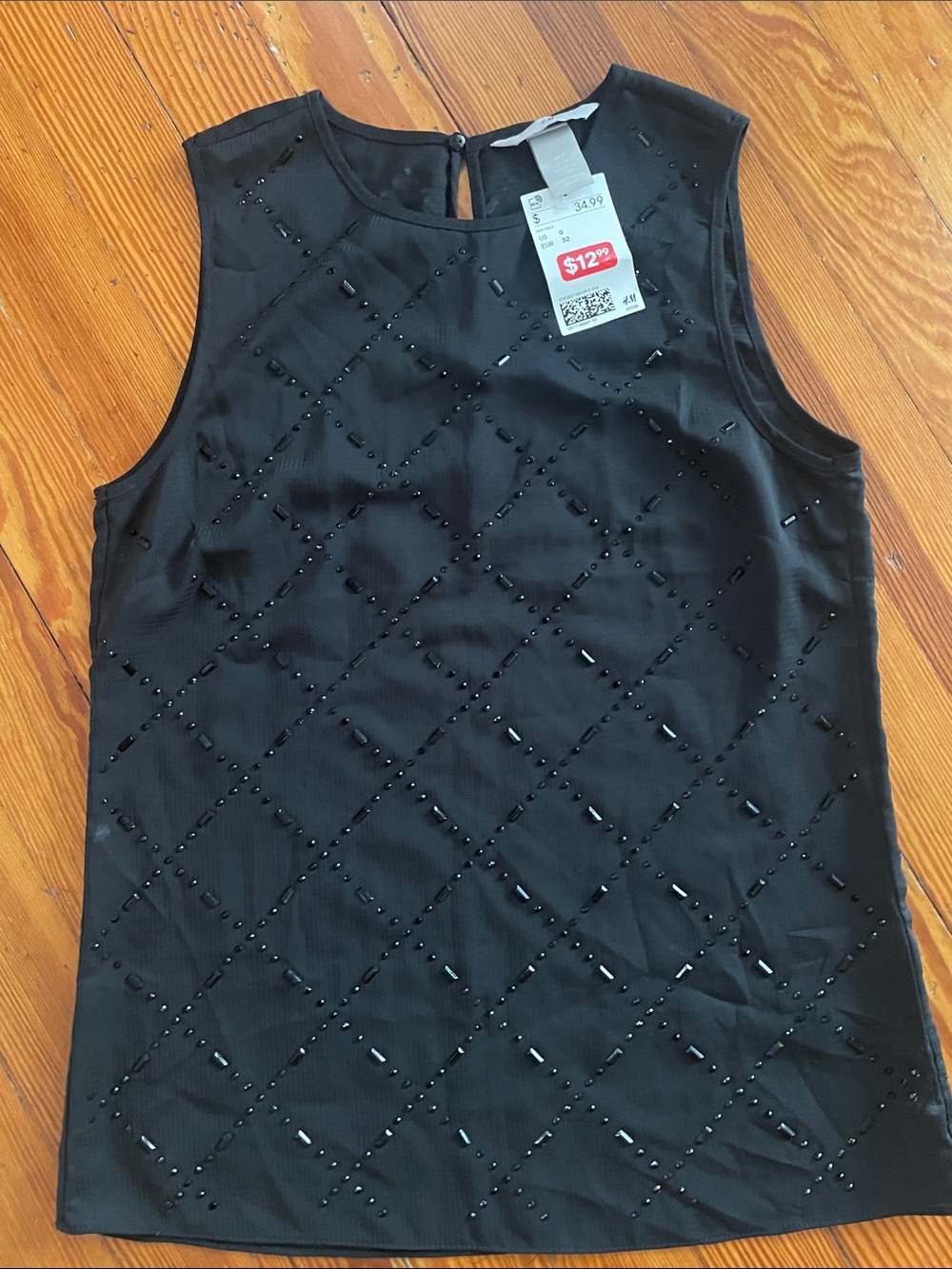 H&M Black Beaded Sleeveless Camisole